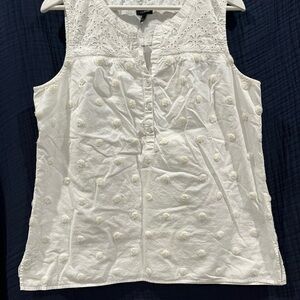 Talbots White Cotton Sleeveless Blouse